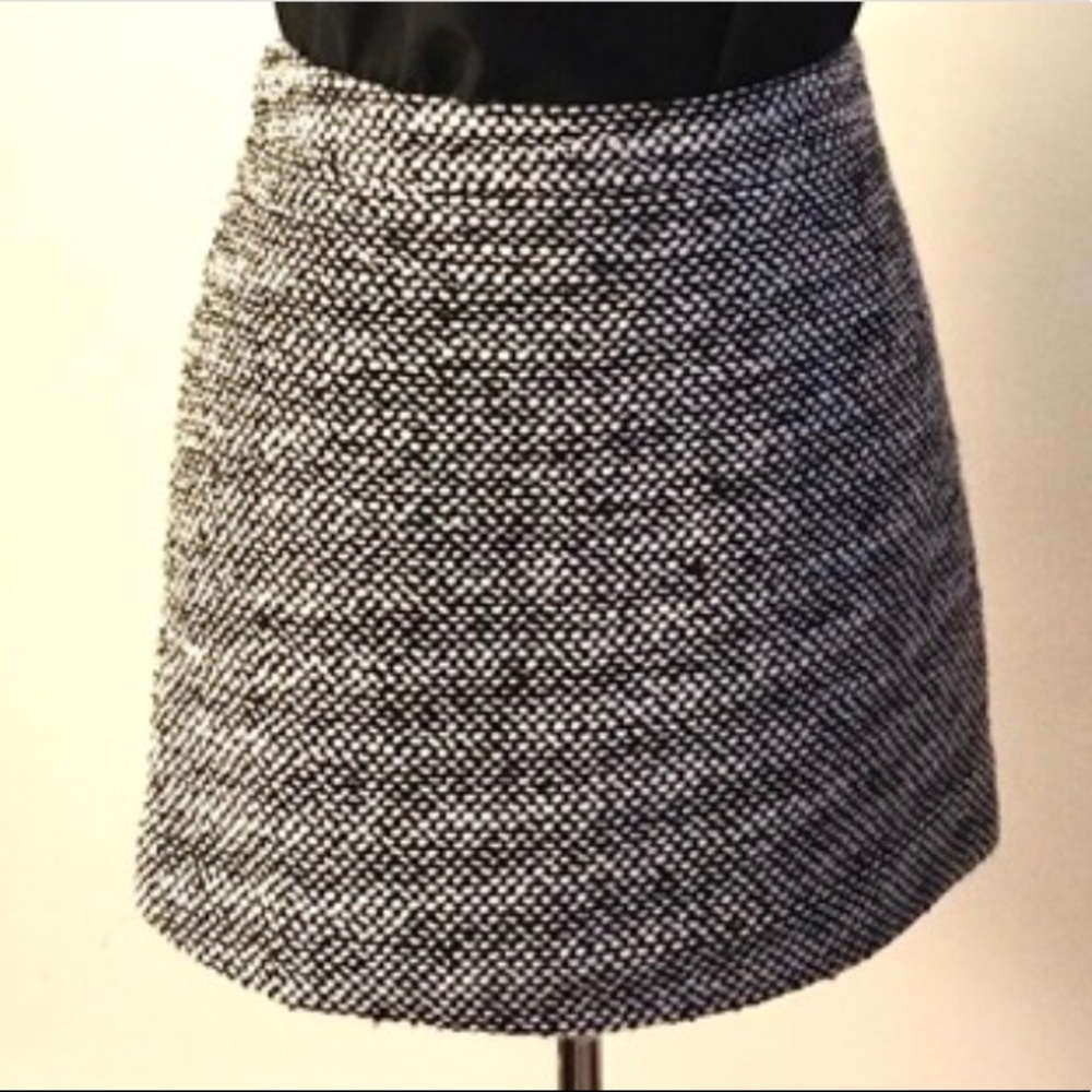 J. Crew B&W Wool Houndstooth Skirt